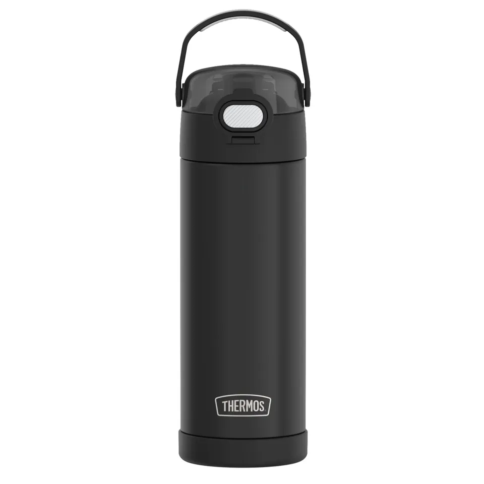 thermos-funtainer-kinder-trinkflasche-0-47-l-edelstahl-schwarz-12h-kalt-push-but image 1