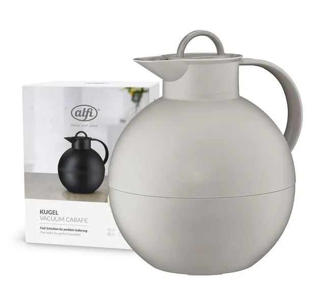 alfi-kugel-isolierkanne-0-94-l-desert-grey-matt-mit-hartglaseinsatz-und-drehvers image 1