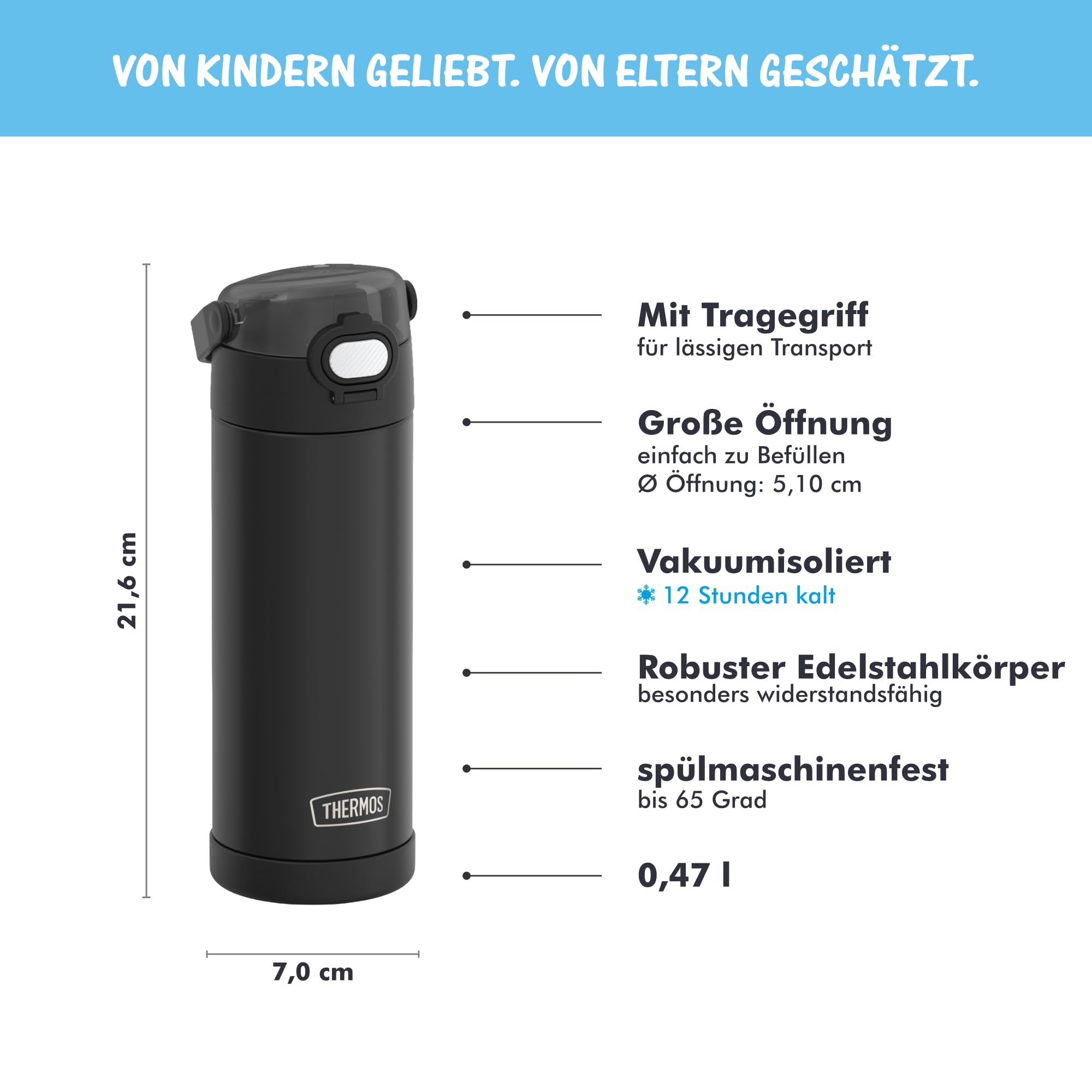 thermos-funtainer-kinder-trinkflasche-0-47-l-edelstahl-schwarz-12h-kalt-push-but image 3