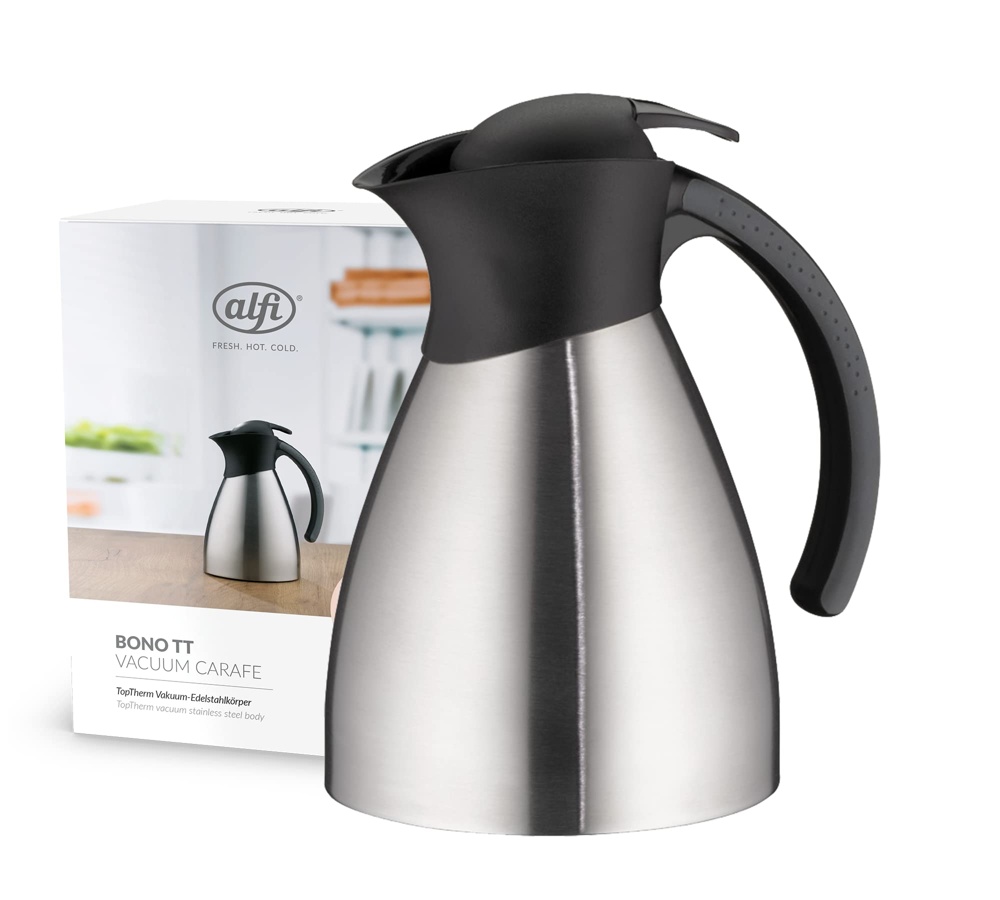alfi-bono-tt-isolierkanne-1-0-l-edelstahl-schwarz-drucktaste-drehverschluss-12-h image 1
