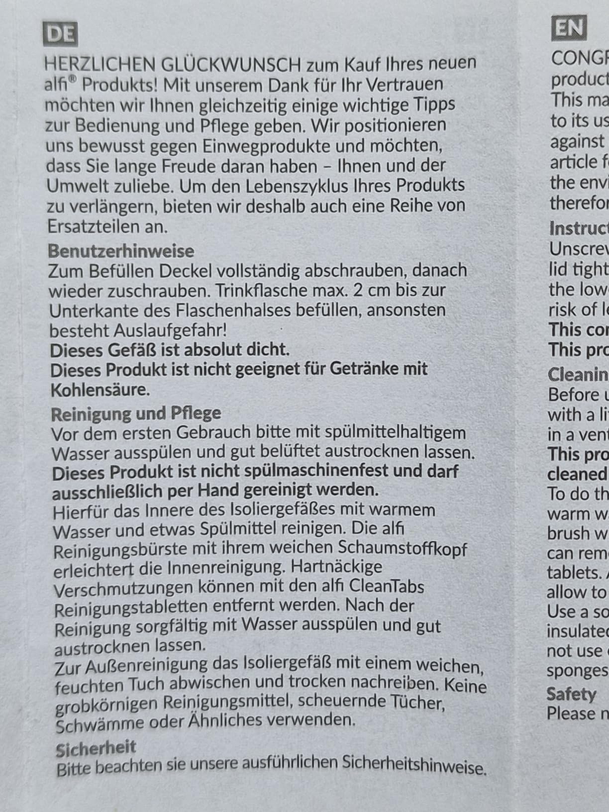Tolles Design, super Isolierung