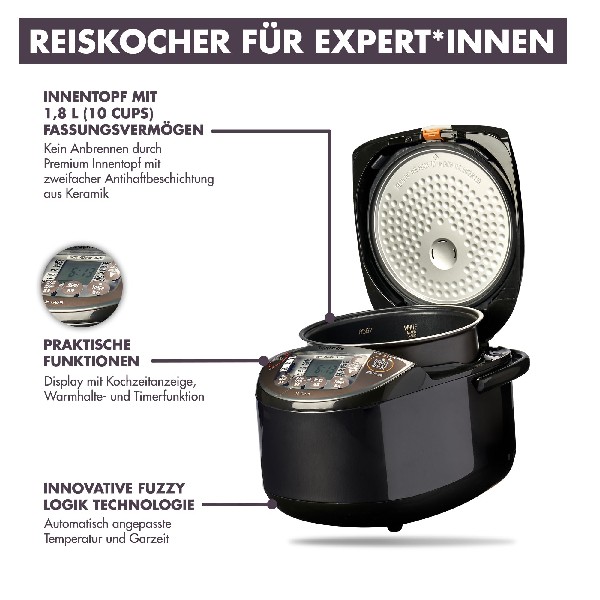zojirushi-premium-reiskocher-nl-gaq18-1-8-l-10-cups-fuzzy-logic-11-kochmodi-warm image 2