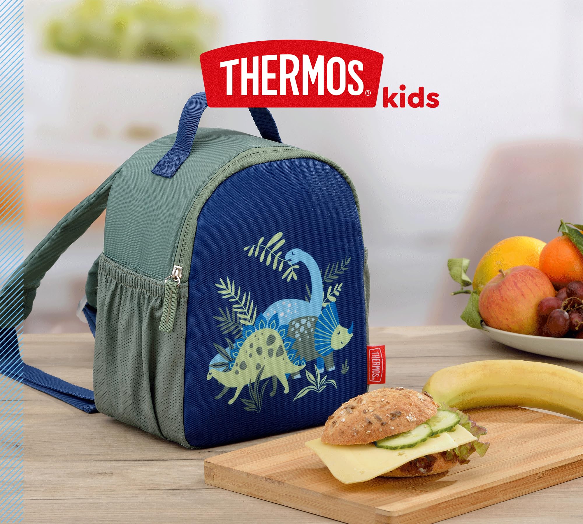 thermos-kinder-lunchtasche-4-l-isoliert-dinosaurier-gr-n-blau-kinderrucksack-mit image 2