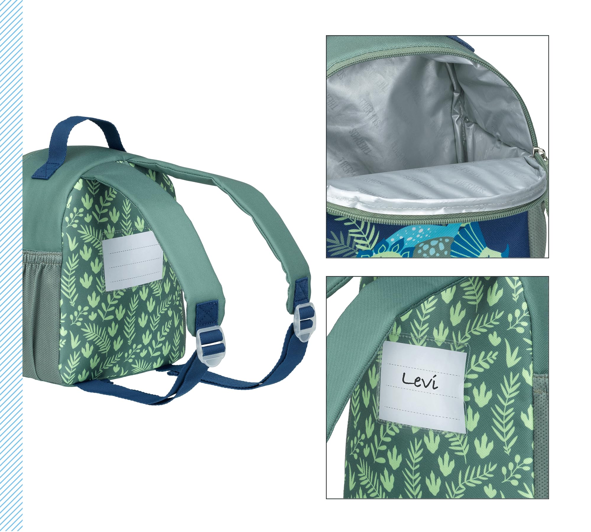 thermos-kinder-lunchtasche-4-l-isoliert-dinosaurier-gr-n-blau-kinderrucksack-mit image 3